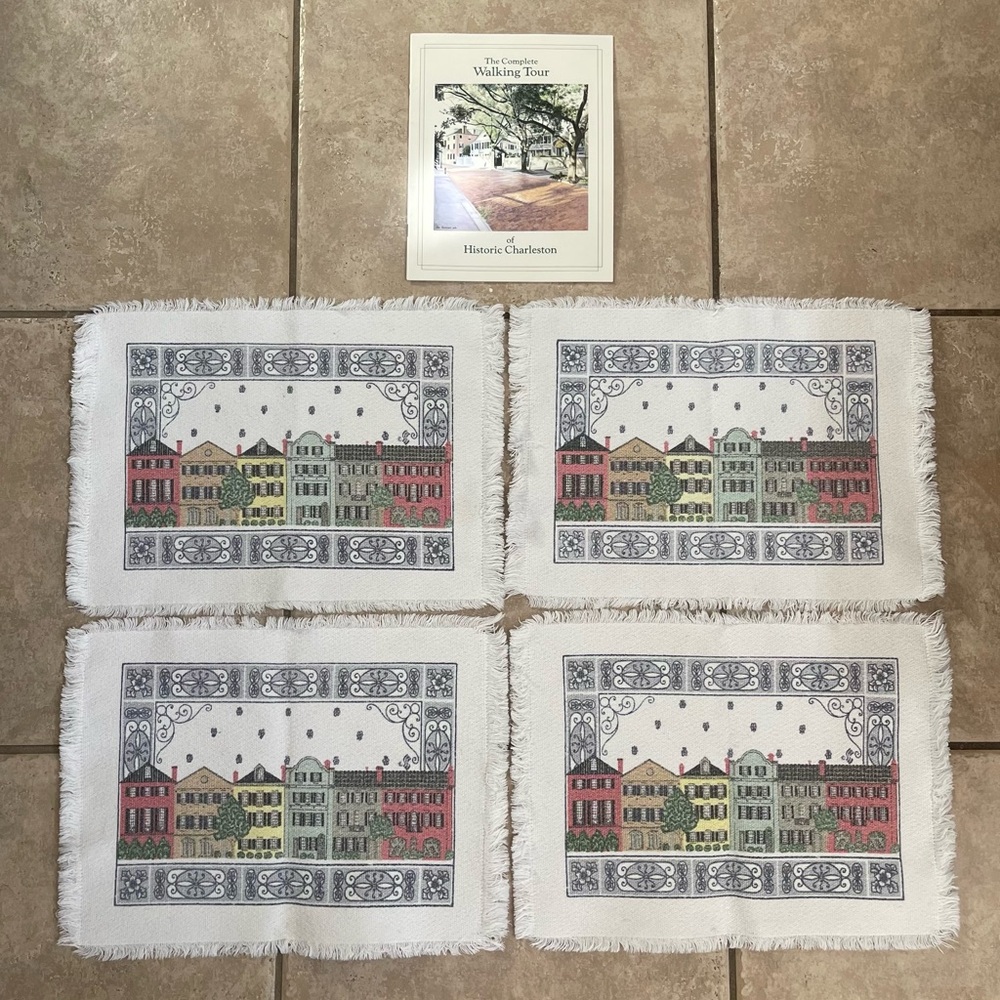 Historic Charleston Foundation Set of 4 Fringed Place Mats Featuring Rainbow Row